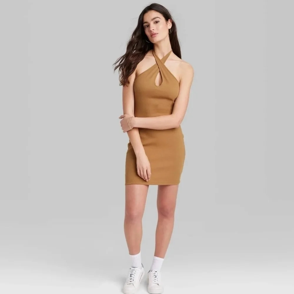 NWT Wild Fable Women's Halter Convertible Ribbed Bodycon Dress L